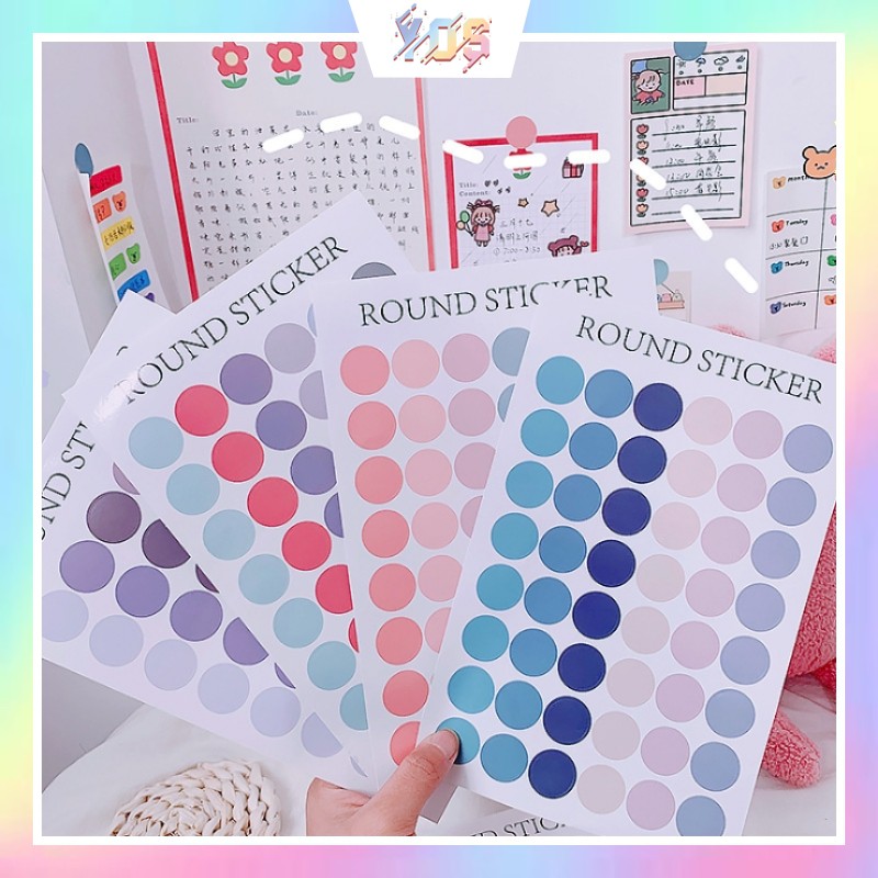 Set hình dán mini Color Round dễ thương tiện lợi