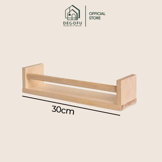 Kệ gỗ treo tường chữ U, kệ gỗ tự nhiên DECOFU, giá ngang dài 30cm