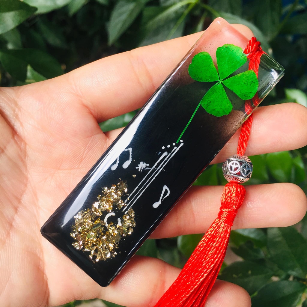 Thẻ Đánh dấu sách cỏ bốn lá may mắn  Handmade Lilande