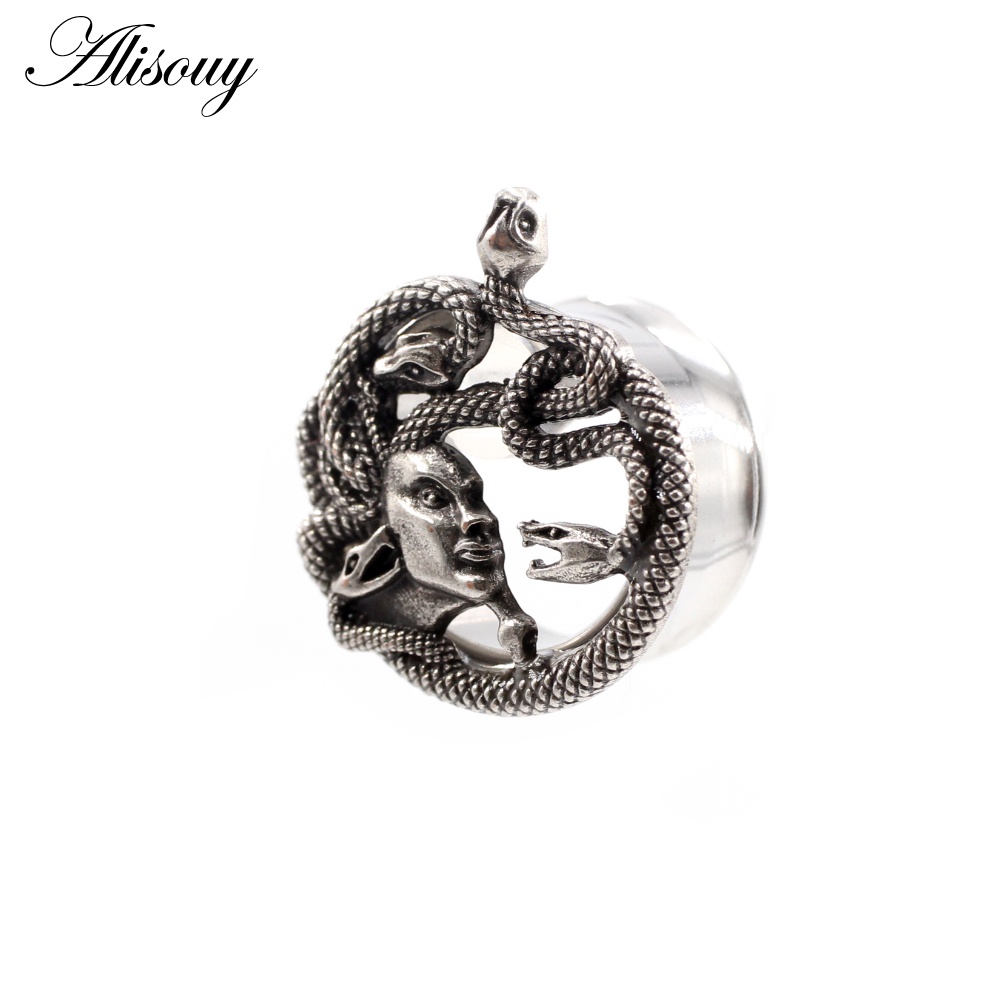 Alisouy Set 2 Khuyên Nong Tai Hình Đầu Rắn Bằng Thép Không Gỉ 6-25mm