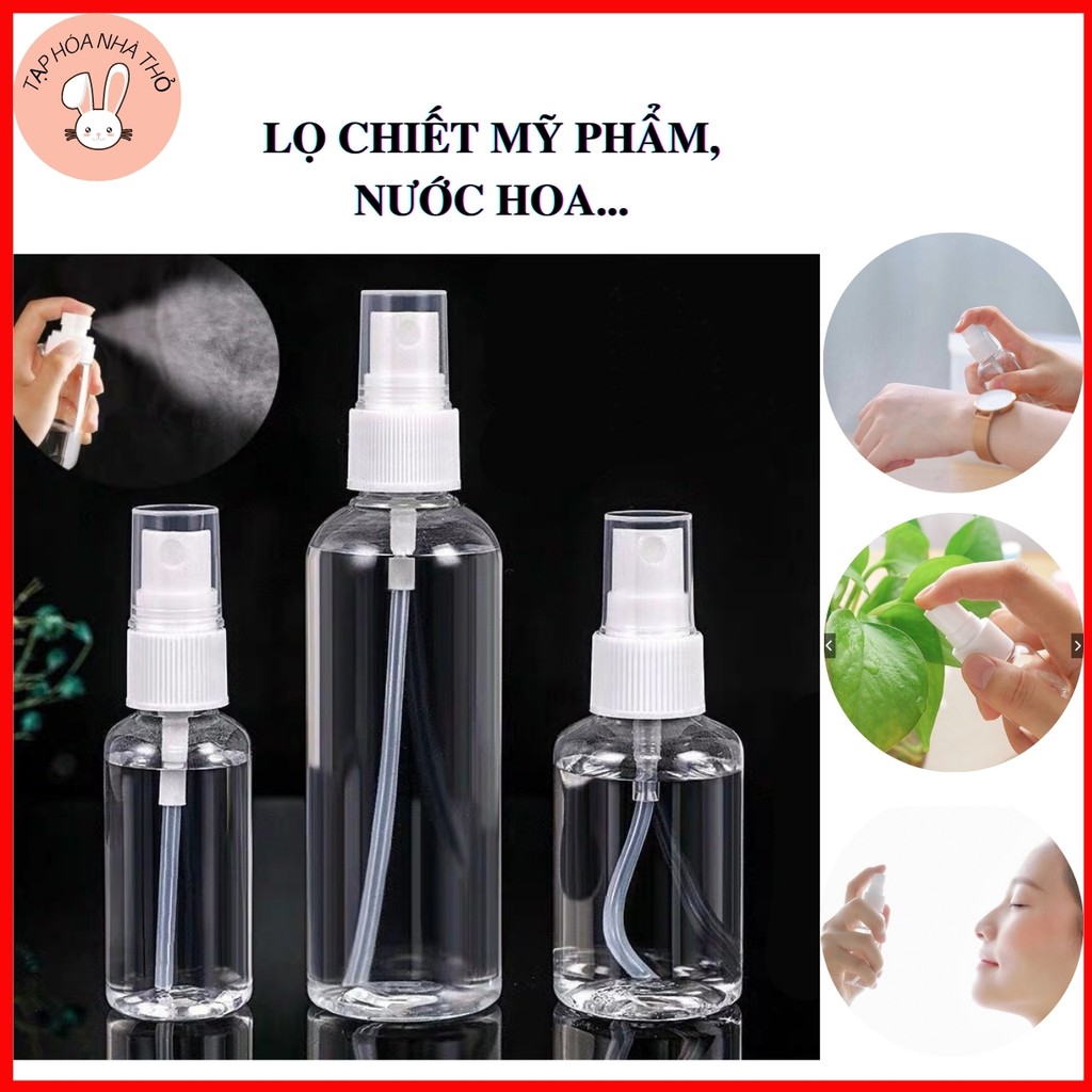 Combo 4 chai, bình nhựa xịt phun sương, lọ chiết nước hoa, mỹ phẩm, toner