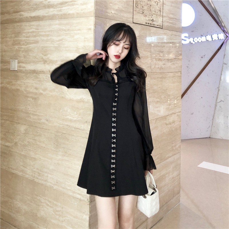 Đầm dáng xòe nữ kiểu tay dài Emilyshop