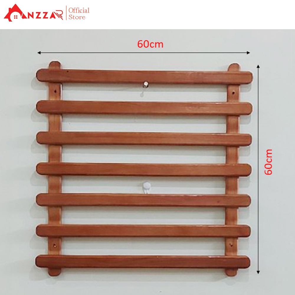 Giàn gỗ treo tường ban công Anzzar nhiều kích thước, gỗ thông nhập khẩu treo chậu hoa, chậu cây decor nội thất  KBC-07