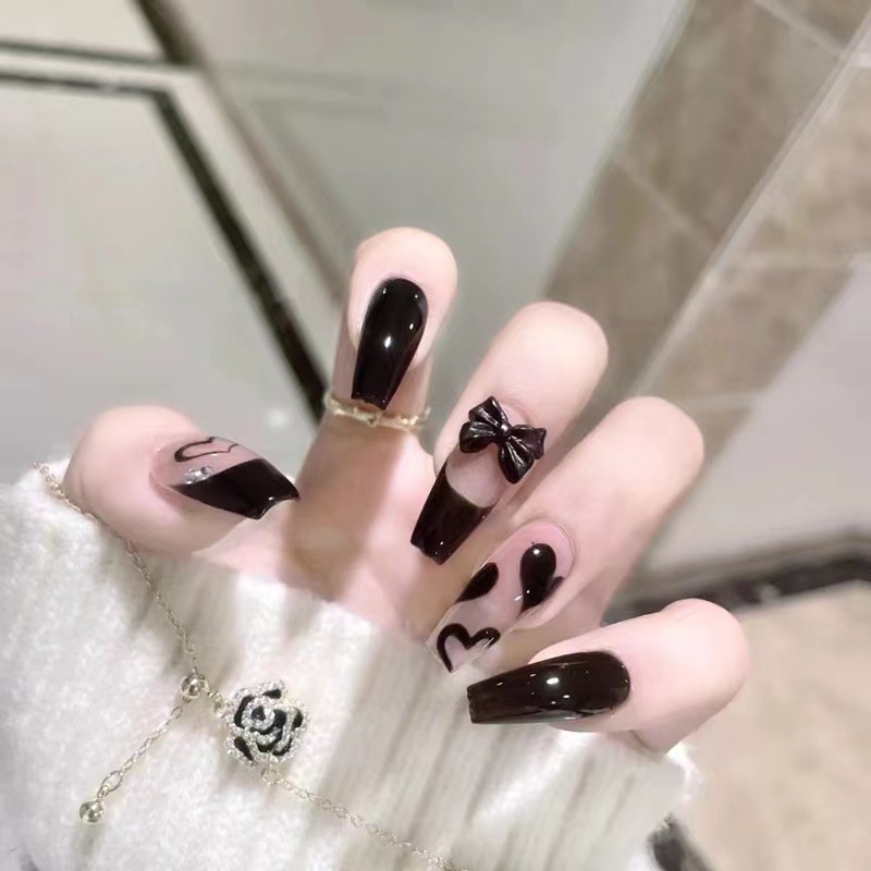 Móng tay giả đính đá /Kèm keo/ nail xinh [WR1-100]