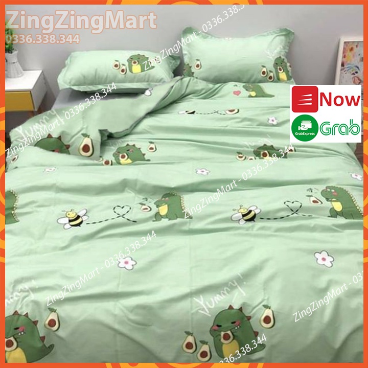 Sét vỏ chăn 5 món m4 Ga gối kèm vỏ gối ôm - Mẫu Tuần lộc xanh (Lựa thêm mẫu nha)