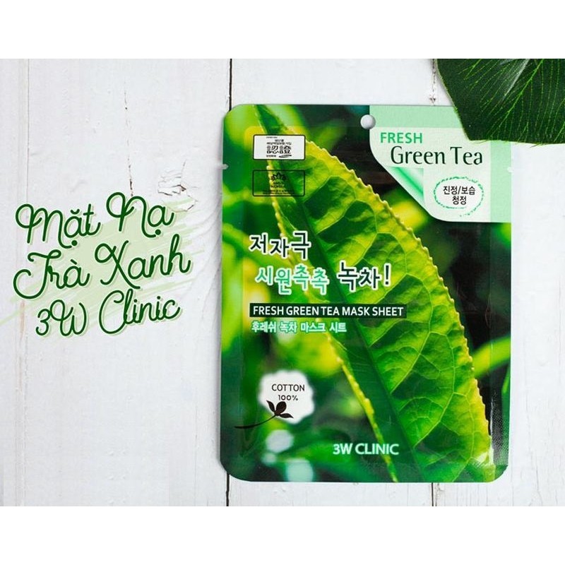 Combo 5 Mặt nạ dưỡng da tinh chất trà xanh 3W Clinic Green Tea Mask Sheet 23ml x 5