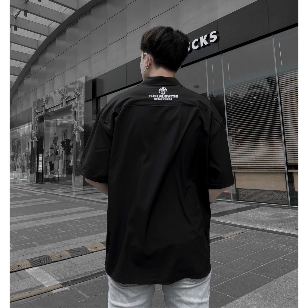 LAUGHTER EMBROIDERED SHIRT - SƠ MI THÊU LOGO BASIC | BigBuy360 - bigbuy360.vn