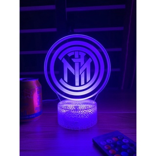 Đèn ngủ 3D CLB bóng đá Inter Milan đế pha lê kèm điều khiển từ xa - Đèn Led 16 màu