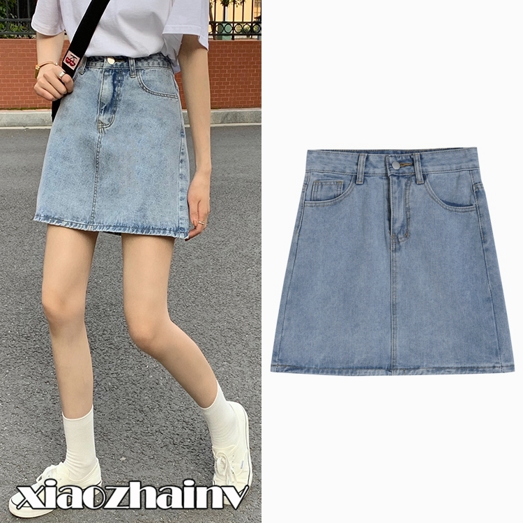 Chân Váy Jean Chữ A XIAOZHAINV Lưng Cao Phong Cách Hàn Quốc Dễ Phối Đồ | BigBuy360 - bigbuy360.vn