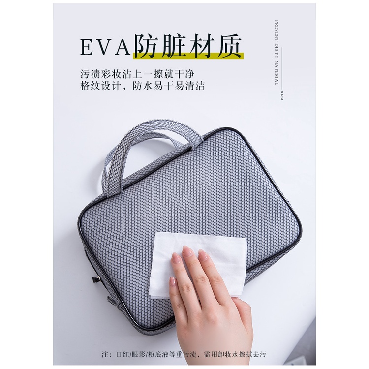Túi EVA đựng mỹ phẩm đồ giặt giũ có kẹp lưới sức chứa lớn chống thấm nước du lịch
