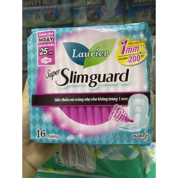 Băng vệ sinh Laurier Super Slimguard siêu siêu mỏng có cánh 16 miếng 25cm