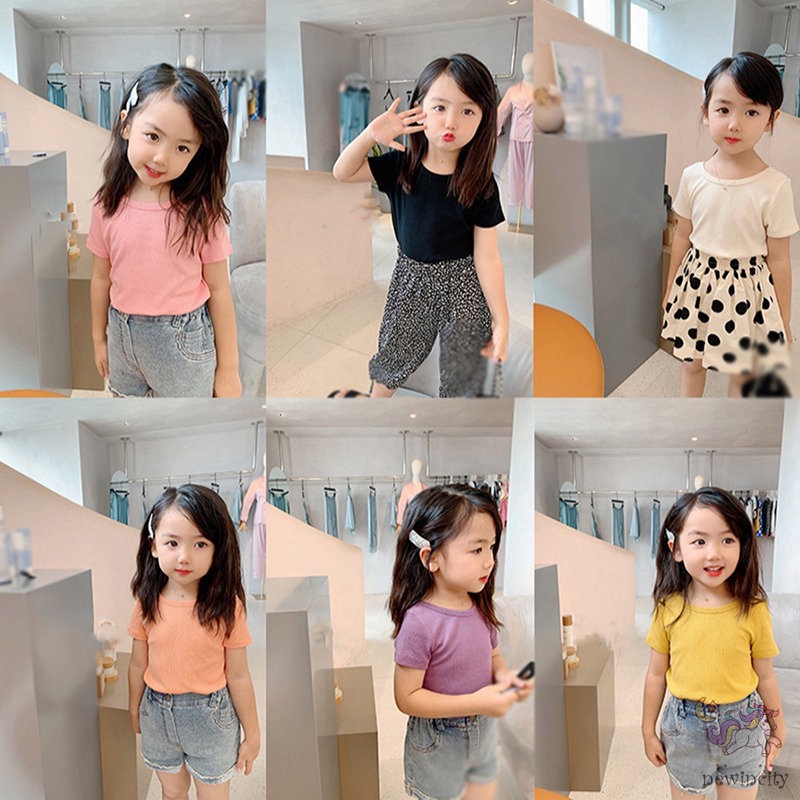 Áo Thun Cotton Tay Ngắn Hở Lưng Thắt Nơ Dễ Thương Phong Cách Hàn Quốc Thời Trang Mùa Hè Cho Bé Gái