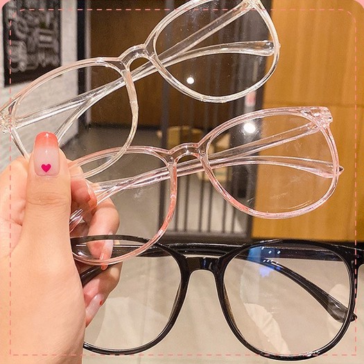 Mắt Kính Gọng Vuông Tròng Trong Suốt Phong Cách Hàn Quốc