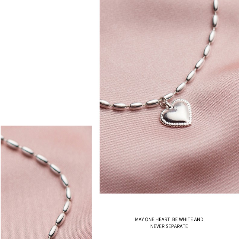Lắc tay vòng tay nữ bạc s925 đốt bầu dục đan xen và charm hình trái tim Cá jewelry LTB38