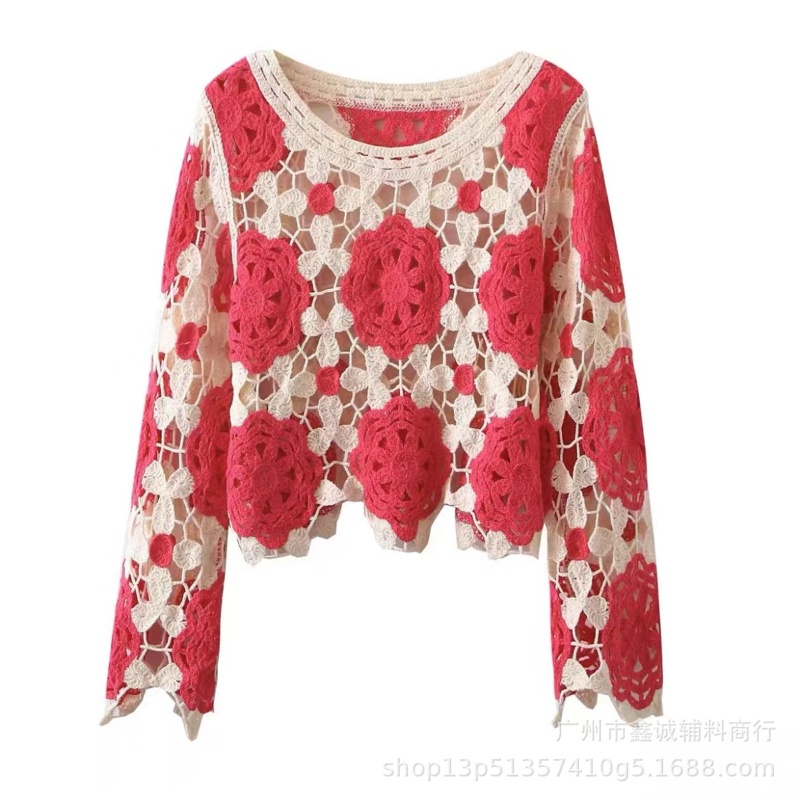 Xiangbao Áo Sweater Dệt Kim Mỏng Cổ Tròn Màu Khối Vintage Cho Nữ