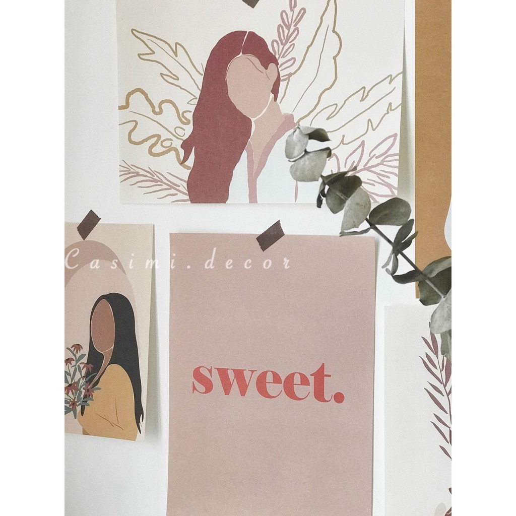 Bìa ảnh giấy Minimalist set A POSTCARD vintage trang trí bàn học, dán tường kiểu Hàn Casimi Decor
