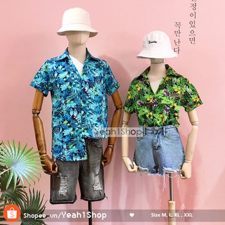 [Yeah1Shop]- Áo sơ mi đi biển lá xanh (M,L,XL) - SMTC
