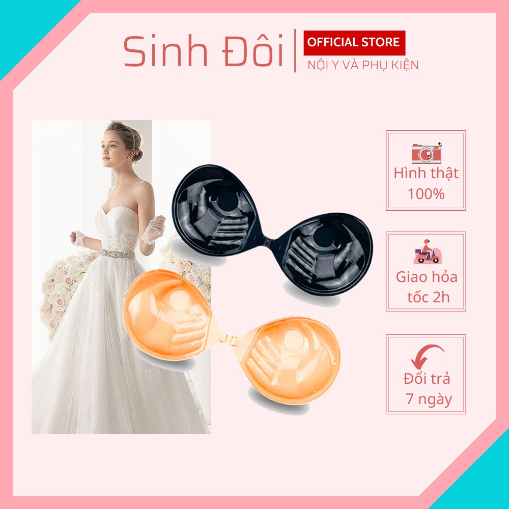 Áo ngực dán su nâng ngực cài trước đệm mút dày cúp A-B-C siêu dính bền đẹp tiện dụng mặc đầm hở lưng, hở vai