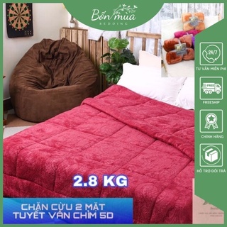 Chăn đông, chăn lông cừu ultimate 2 mặt tuyết siêu ấm mịn vân chìm 5d, kích thước 2mx2m3, cân nặng 2.8 kg - ảnh thật