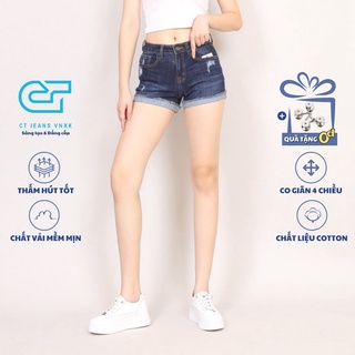Quần Short Jean Nữ Rách Gập Gấu Lai Tua CT JEANS