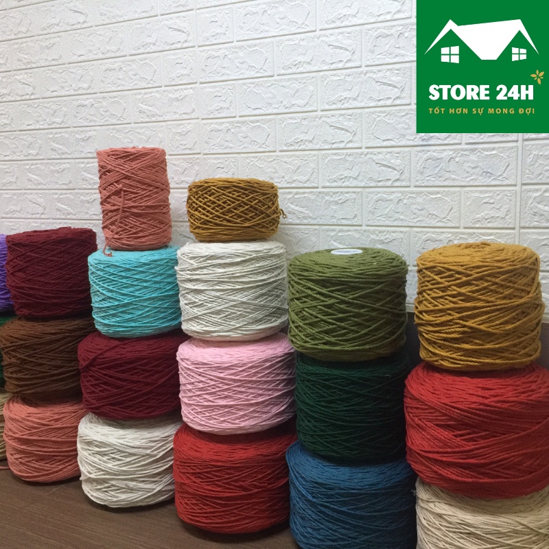 Dây thừng cotton làm macrame, đủ màu Full Color, đủ size 3mm, 5mm, giá tốt, mềm, mịn, định lượng 500 gram I Store 24h