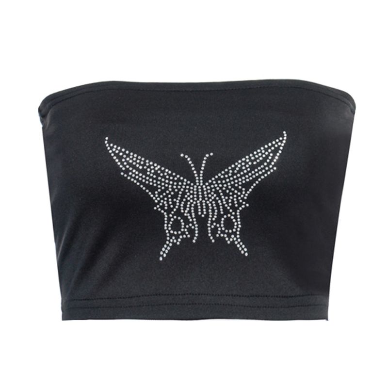 Yoi Áo Ngực Dạng Ống Quấn Ngực Không Dây Hình Bướm Đính Đá Lấp Lánh Quyến Rũ Cho Nữ Mùa Hè Nóng Bỏng