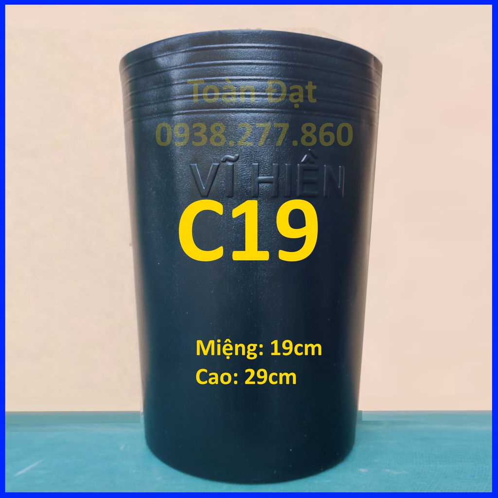 Chậu Nhựa C19 (19x29cm), Chậu sầu riêng SR19 hàng chuẩn đẹp, dày bền - Ươm cây cần rễ và đế cao