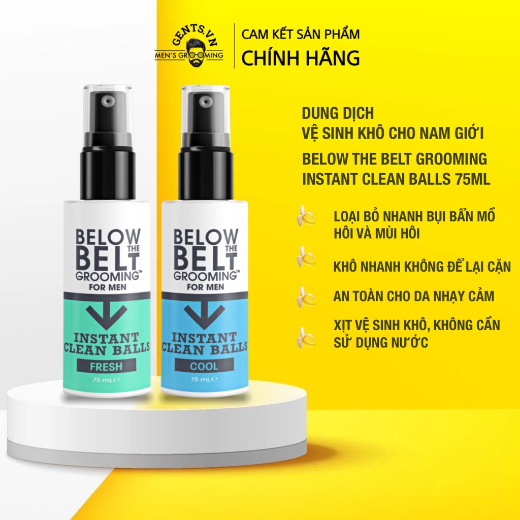 Dung dịch vệ sinh khô cho nam dạng xịt Below The Belt Grooming Instant Clean Balls 75ml