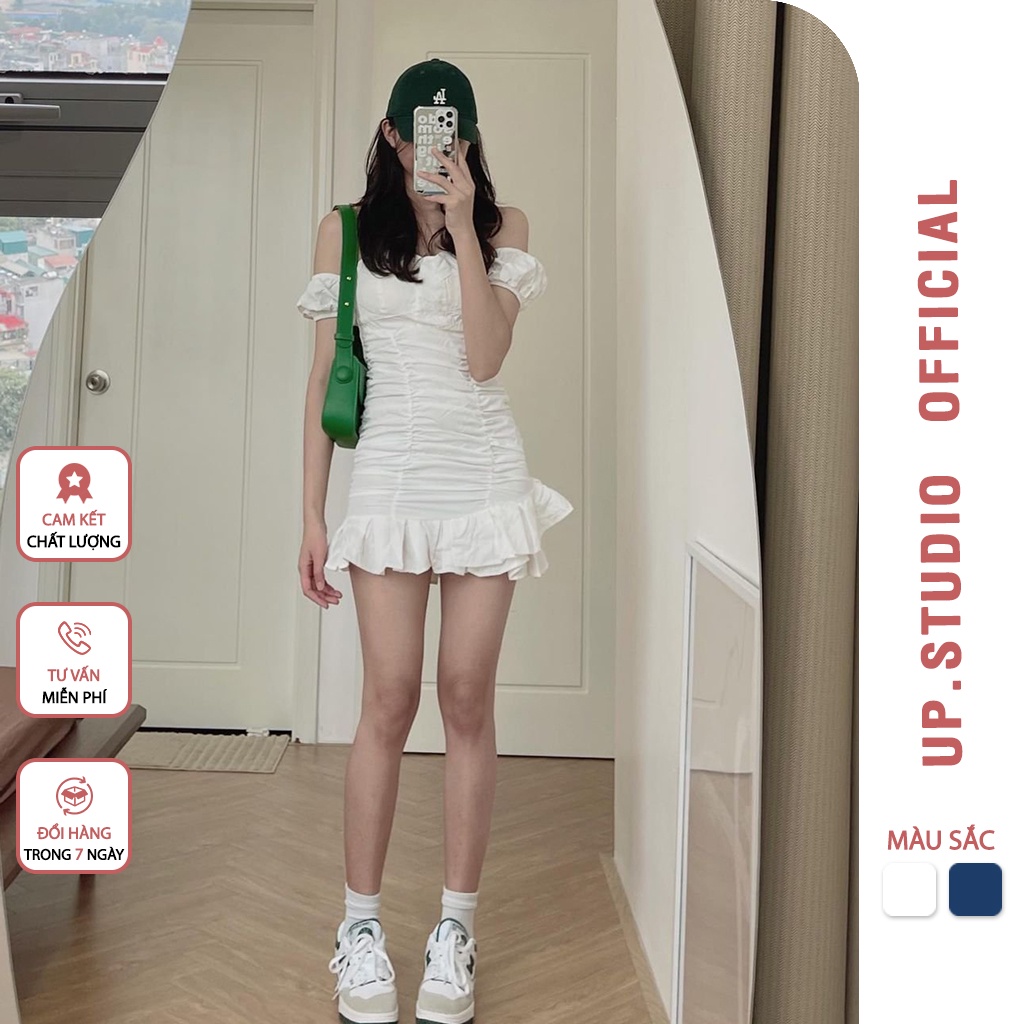 Váy trễ vai ôm body sexy trắng tiểu thư bánh bèo cúp ngực đi dự tiệc cưới đầm nữ hở vai lưng thiết kế ulzzang cao cấp