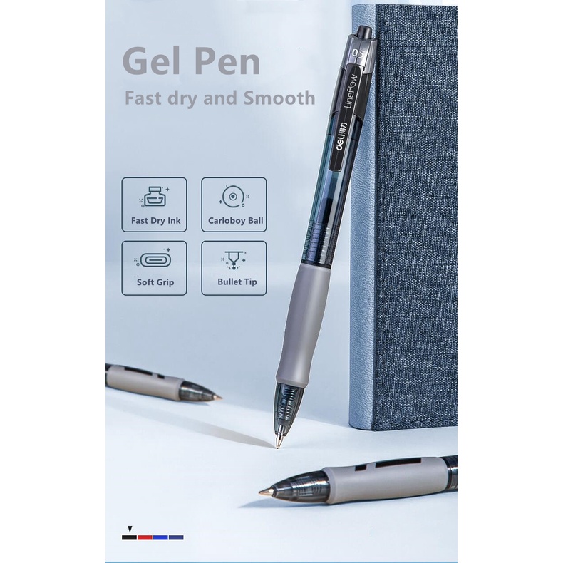 Set 12 Bút Mực Gel Ngòi 0.5mm Màu Đỏ / Đen / Xanh Dương Nhanh Khô