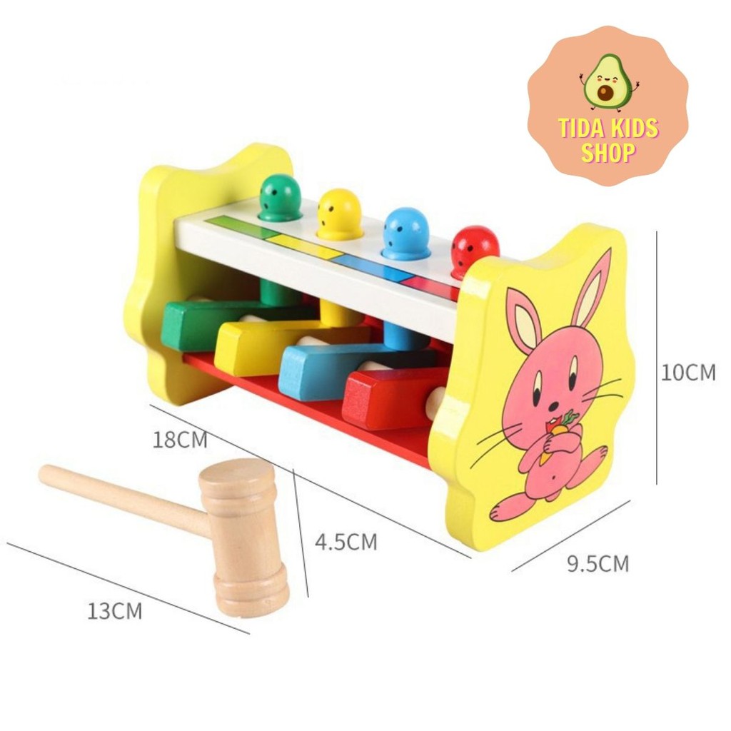 Đồ Chơi Gỗ TIDA KIDS SHOP, Đồ Chơi Giáo Dục WoodenToy Percussion Đập Chuột Hình Con Thỏ Cho Bé Giá Tốt