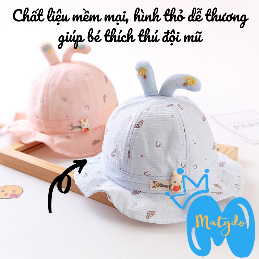 Mũ trẻ em cho bé trai bé gái vành hình thỏ nơ có dây giữ phụ kiện nón MU011
