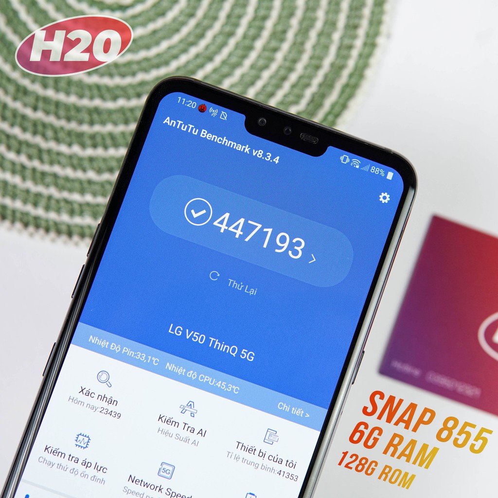 Điện Thoại LG V50 ThinQ 5G Hàn Snapdragon 855 6G/128G Likenew