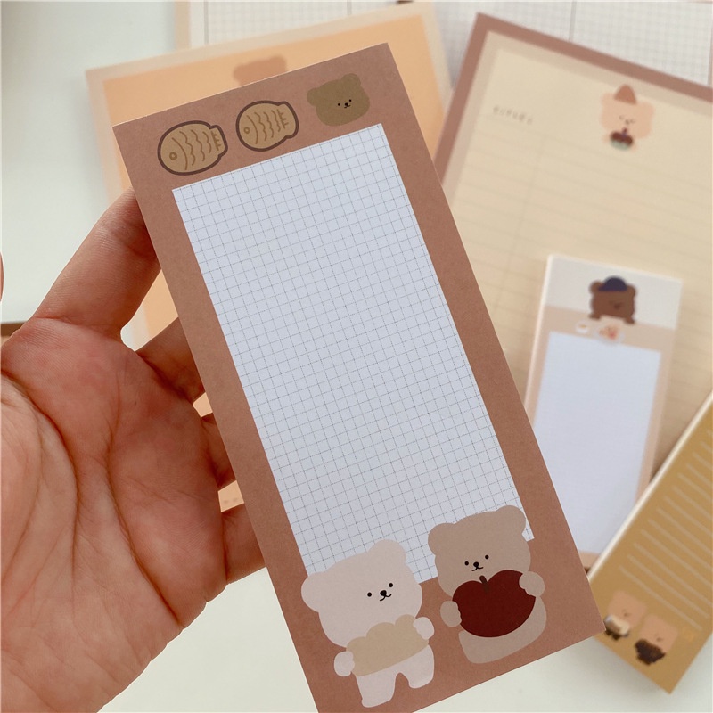 Tập 50 giấy note ghi chú gấu nâu