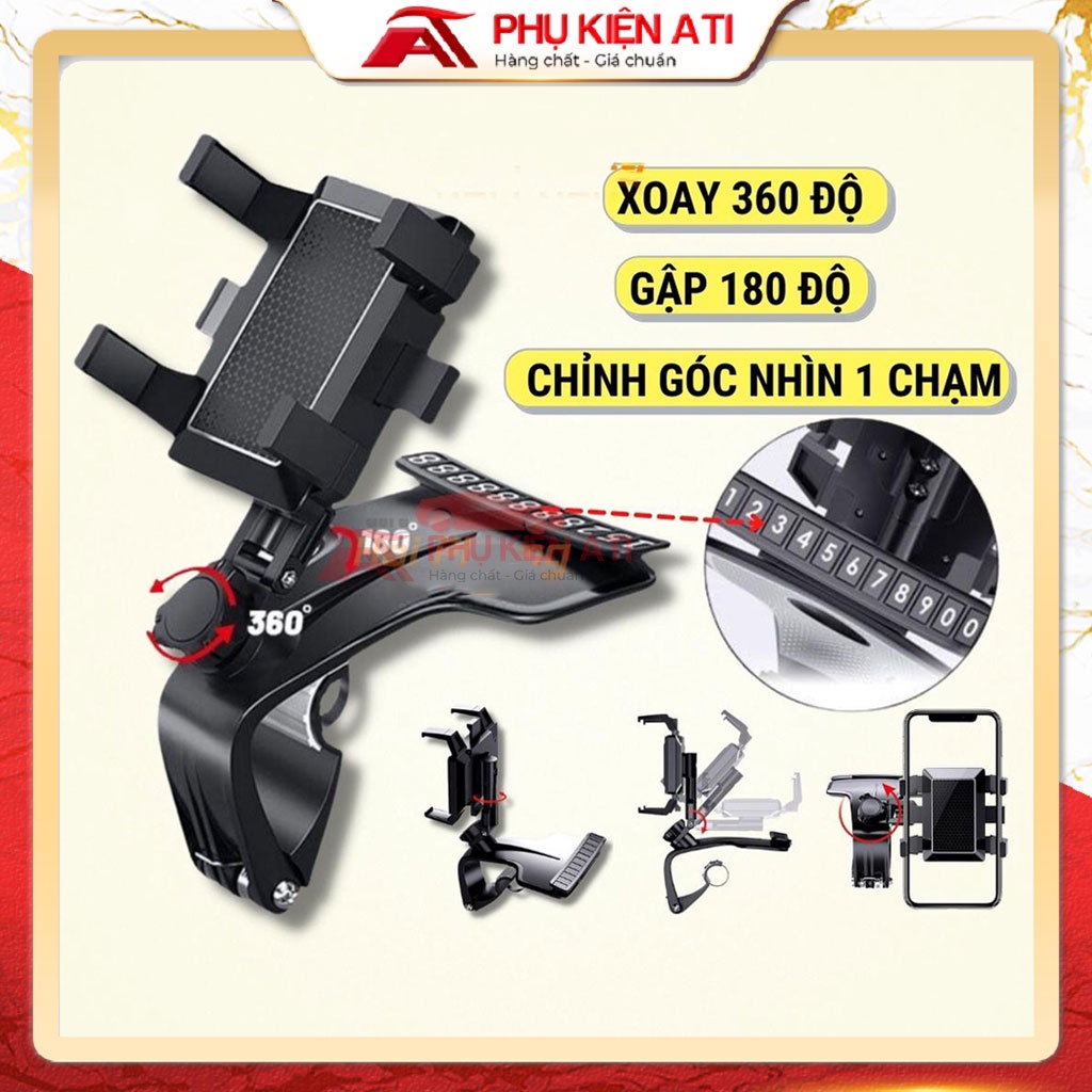 Giá đỡ điện thoại ô tô xoay 360 độ chống rung đa điểm trên taplo, gương chiếu hậu - Giá để điện thoại trên ô tô