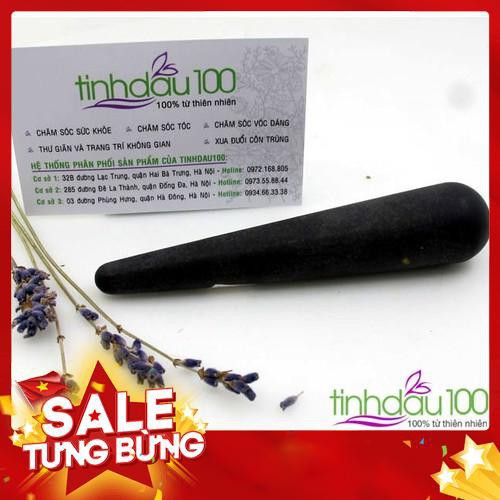 Cây ấn huyệt bằng đá bazan 11.5x2x0.8cm, đá massage, đá nóng màu đen Tinh Dầu 100 Shop