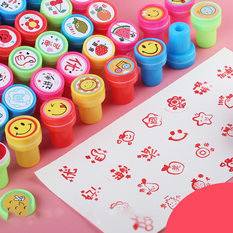 Hộp 10 con dấu hoạt hình cute dễ thương tạo động lực khích lệ dành cho bé