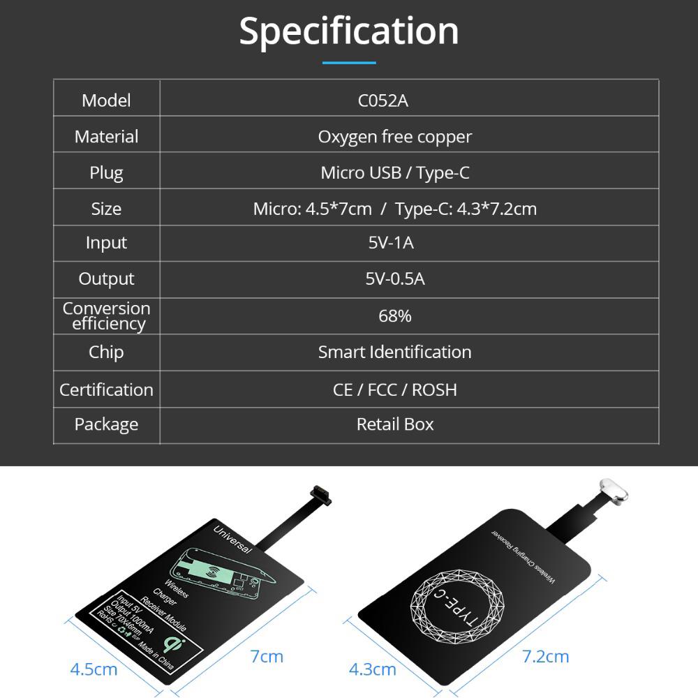 Bộ Sạc Không Dây USB Micro USB Type-C Qi Thông Dụng Cho Android