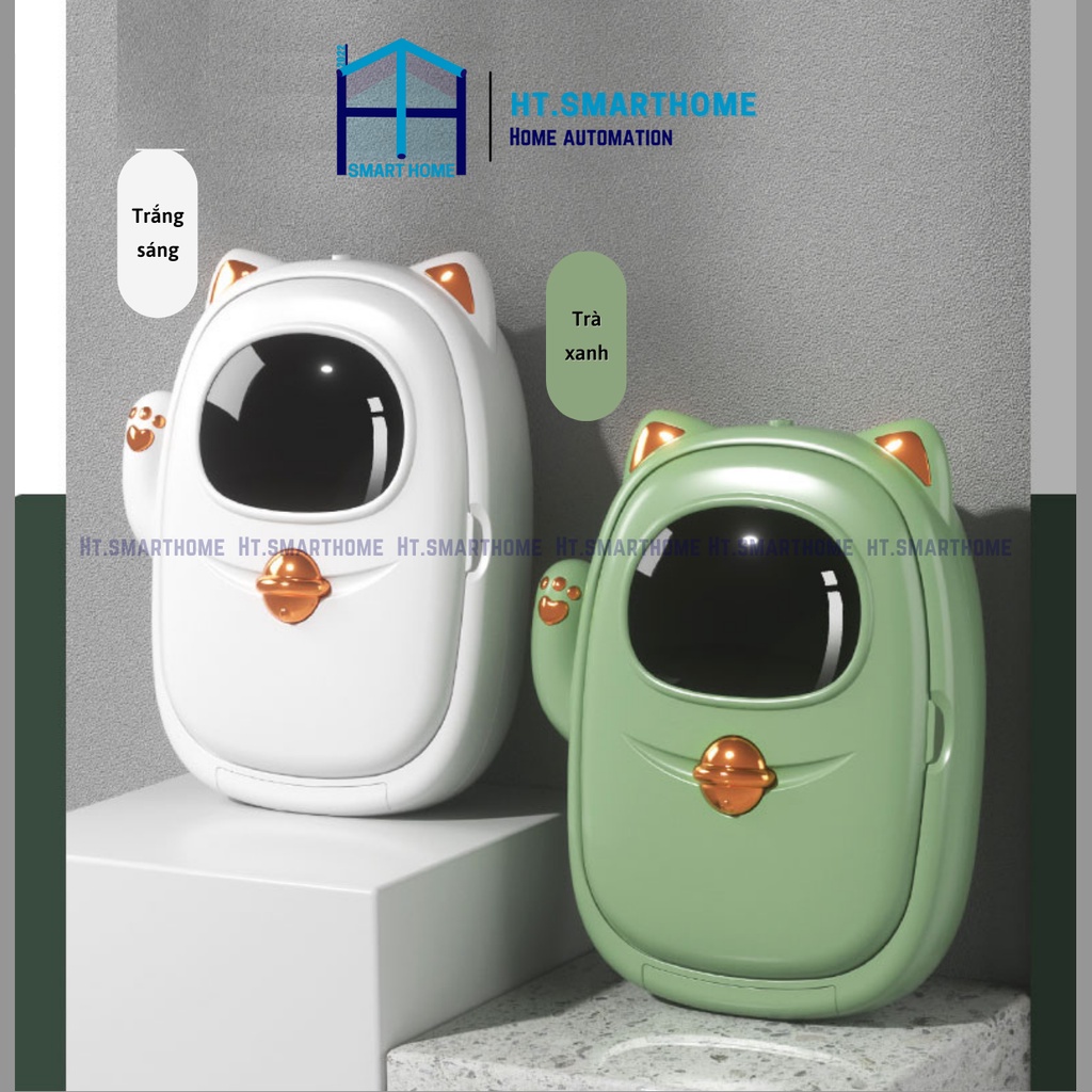 Hộp khử trùng đũa thìa bằng tia cực tím UV hình mèo may mắn - Ống đựng dụng cụ nhà bếp sấy khô thoát nước