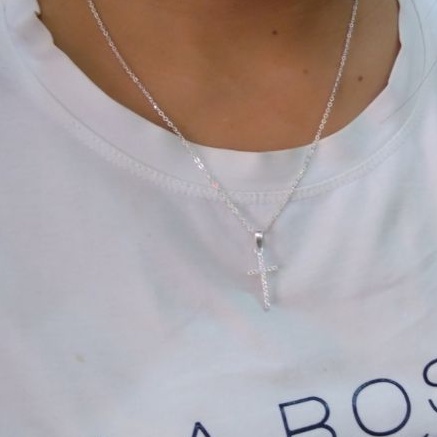 Dây chuyền bạc dây thánh giá đính đá bạc ta Van jewelry V10635