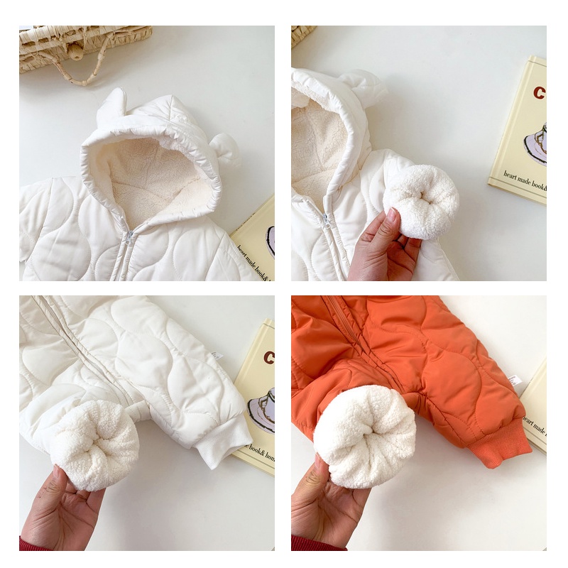 Áo liền quần có mũ trùm đầu giữ ấm thời trang mùa đông đáng yêu dành cho bé