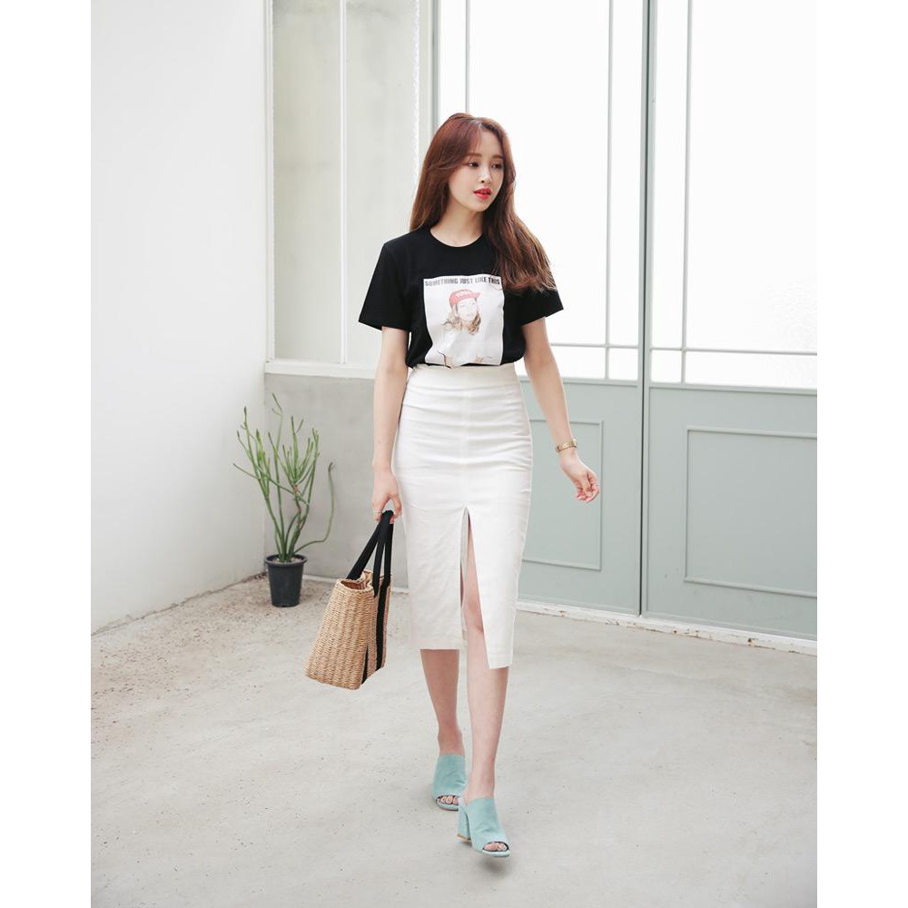Chân váy xẻ trước (Trắng)