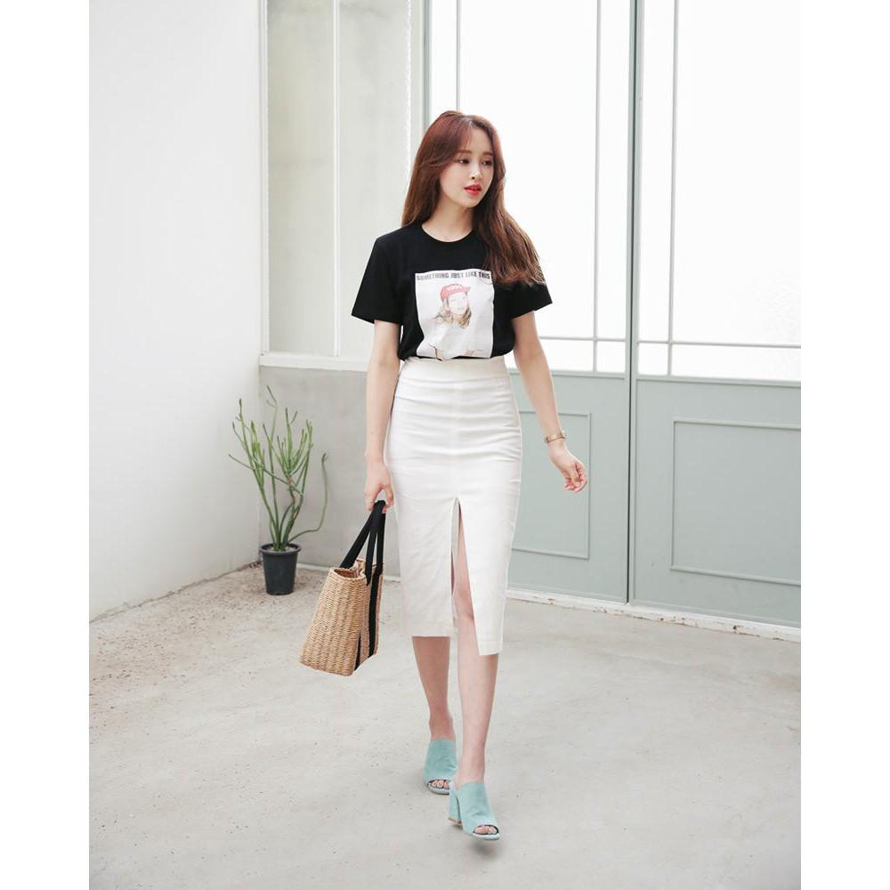 Chân váy xẻ trước (Trắng)