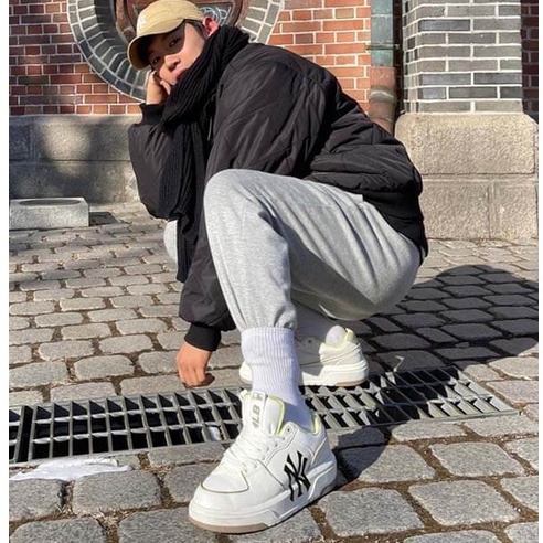 Giày MLB Chunky NY chữ xanh rep 1:1 full box xịn, Giày thể thao nam nữ JD Sneaker ulzzang đi học cổ thấp đế độn 4cm N6