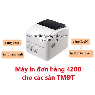 Máy in đơn hàng TMĐT khổ giấy A6 Xprinter 420B – Tùy chọn cổng