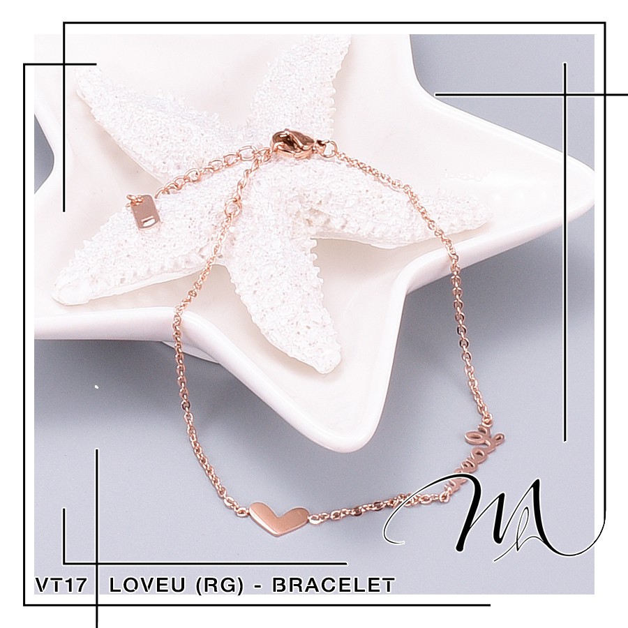 Lắc tay nữ Titan không gỉ hình trái tim Love You dễ thương - Măng’s House VT17