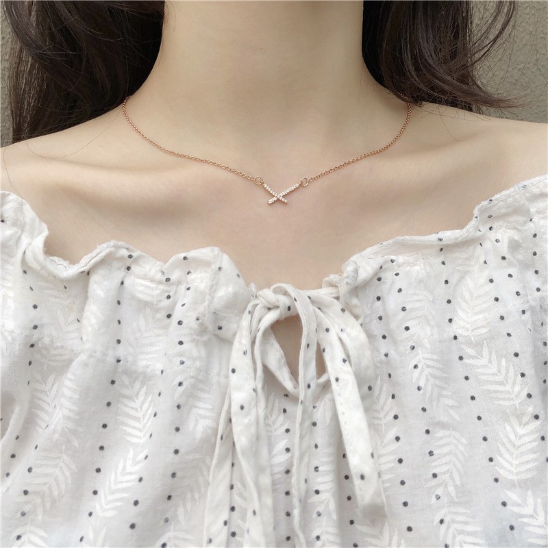 Dây chuyển nữ chữ X nhỏ xinh dễ thương  đơn giản trẻ trung - namimi