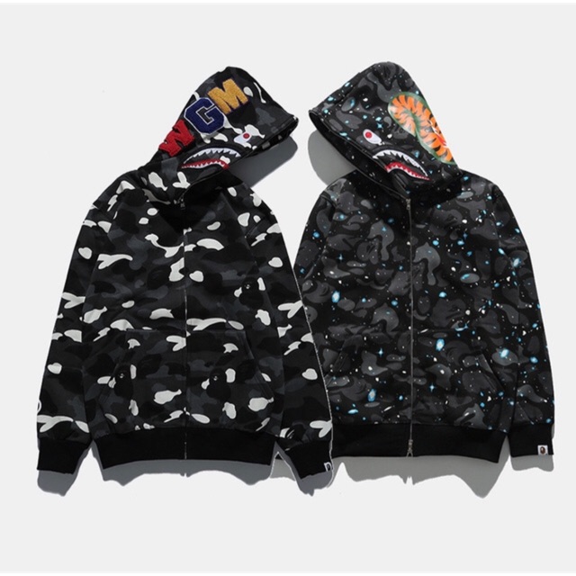 Áo khoác bape galaxy shark, camo phản quang shark, jacket bape shark