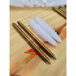 Cặp chốt đỡ kệ gỗ âm tường dài 10cm, phi 8mm kèm tắt kê giúp lắp kệ gọn gàng thẫm mỹ,tiện lợi