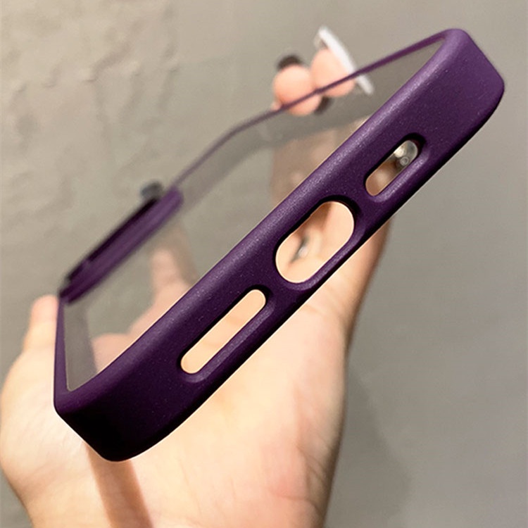 Ốp Điện Thoại Cứng Trong Suốt Viền Kim Loại Chống Sốc Cho iPhone 11 13 12 14 pro max Plus